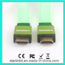 Flat PVC Jacket 1.4V 1080P Cabo HDMI Verde